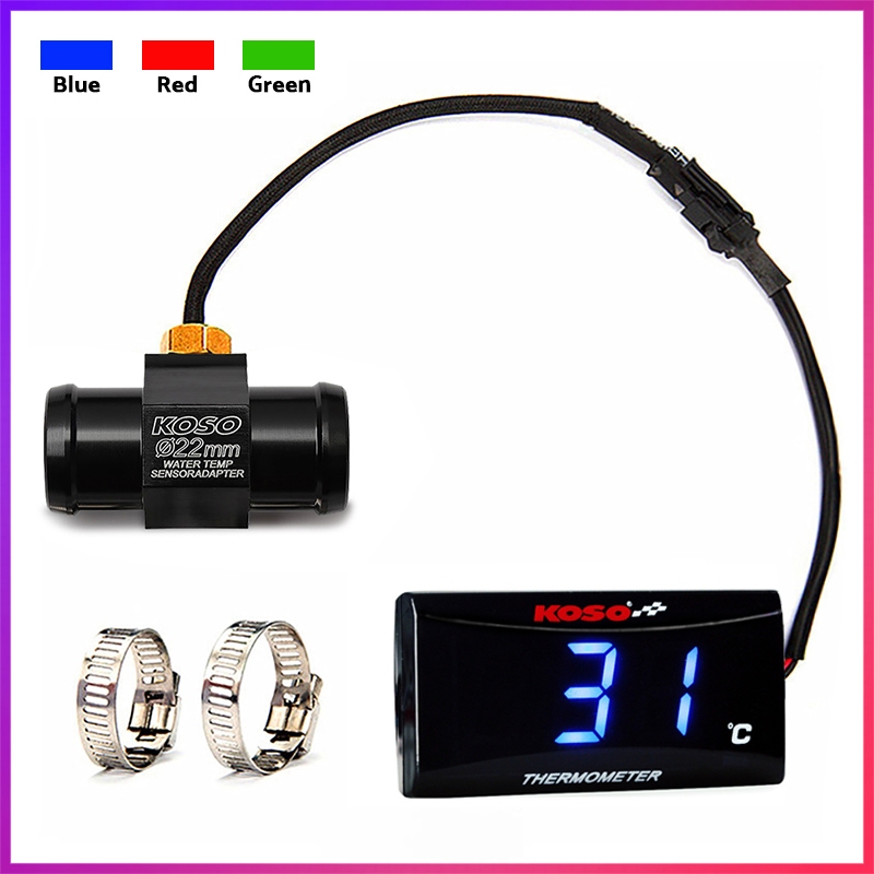 Medidor Universal De Temperatura De Água Koso De Motocicleta 12-24V Termomete Para Yamaha NMAX 155 XMAX Vermelho Azul Verde