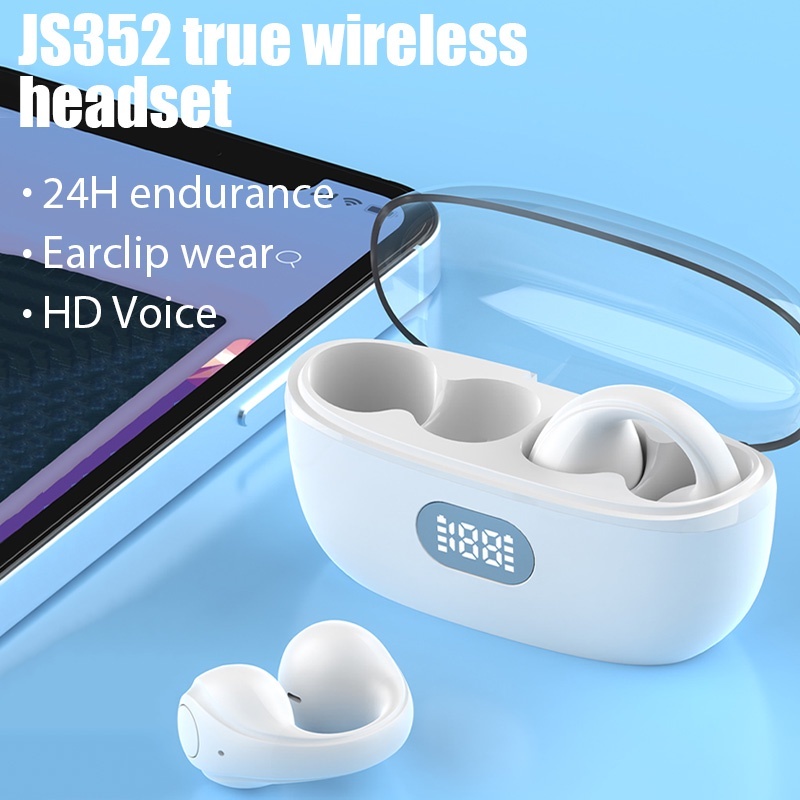 Bluetooth 5.3 Clip On Ear Wireless Headphone Bone Condução Fone De Ouvido TWS Earbuds Microfone Embutido