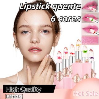 Flor Cristal Gelatinoso Mágico Temperatura Mudando Batom Brilho Labial Longa Duração Impermeável À Prova De Suor Hidratante Nutritivo Linhas Labiais Fade Bálsamo Cuidados Com Os Lábios 3,8g