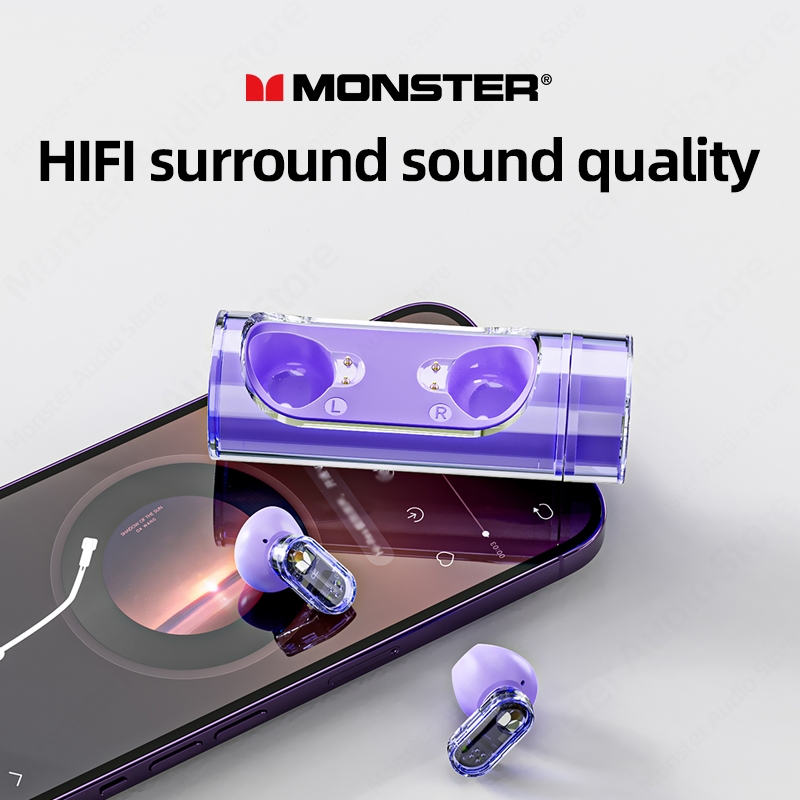 Monster XKT13 Fone De Ouvido Bluetooth Alta Fidelidade Surround Confortável Usar Concha Transparente Pequeno Portátil 5. · foto 2