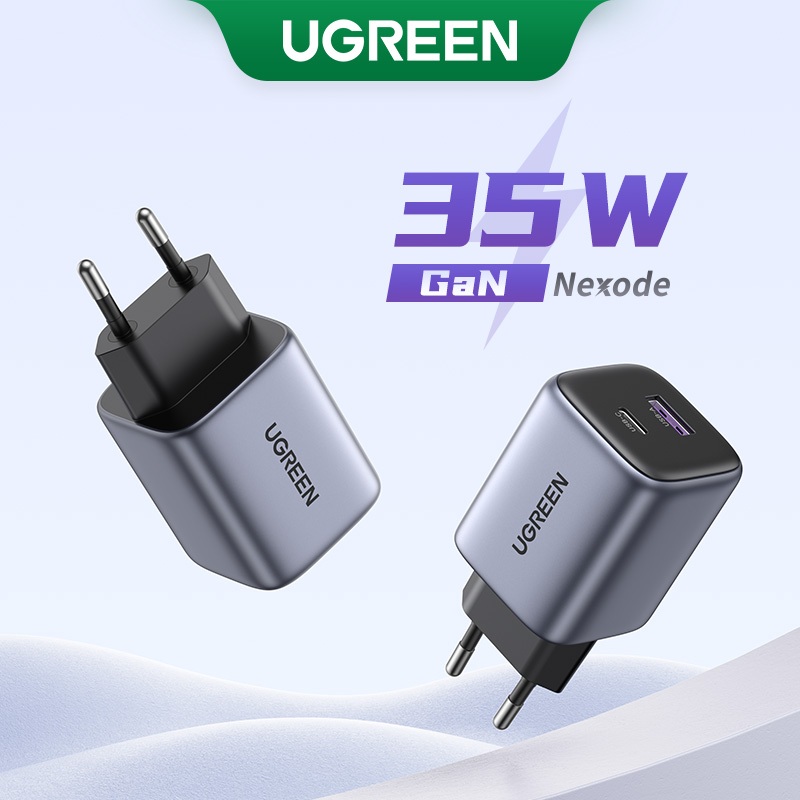 Carregador Rápido UGREEN 35W GaN 1C1A PD Tipo C Para iPhone Série 15-8 , SAMSUNG S23-S8 , iPad Pro , Mackbook Air