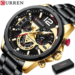 CURREN Top Trend High-end Luxo Quartzo À Prova D'água Temperamento De Negócios Mostrador Criativo Mãos Luminosas Relógio
