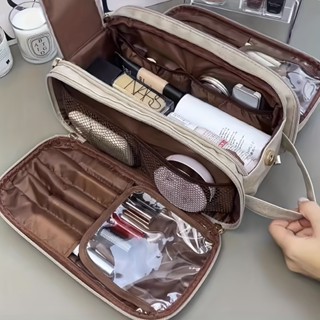 Bolsa Feminina De Maquiagem De Viagem De Grande Capacidade Para Mulheres Organizador Cosmético De Couro À Prova D