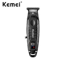 Aparadores De Cabelo Profissionais Sem Fio Kemei Recarregáveis Elétricos Homens Acabamento Máquina De Corte Display LCD Barbeador