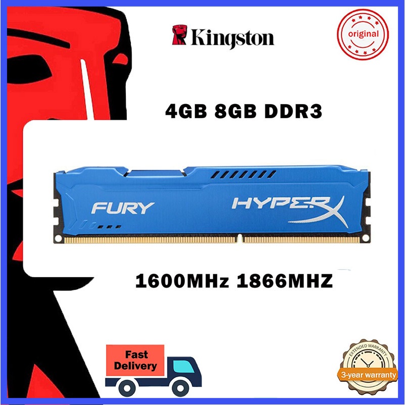 Kingston HyperX FURY 4GB 8GB ddr3 1600MHz 1866MHZ DIMM RAM Memória De Mesa Computador 240Pinos 1.5V