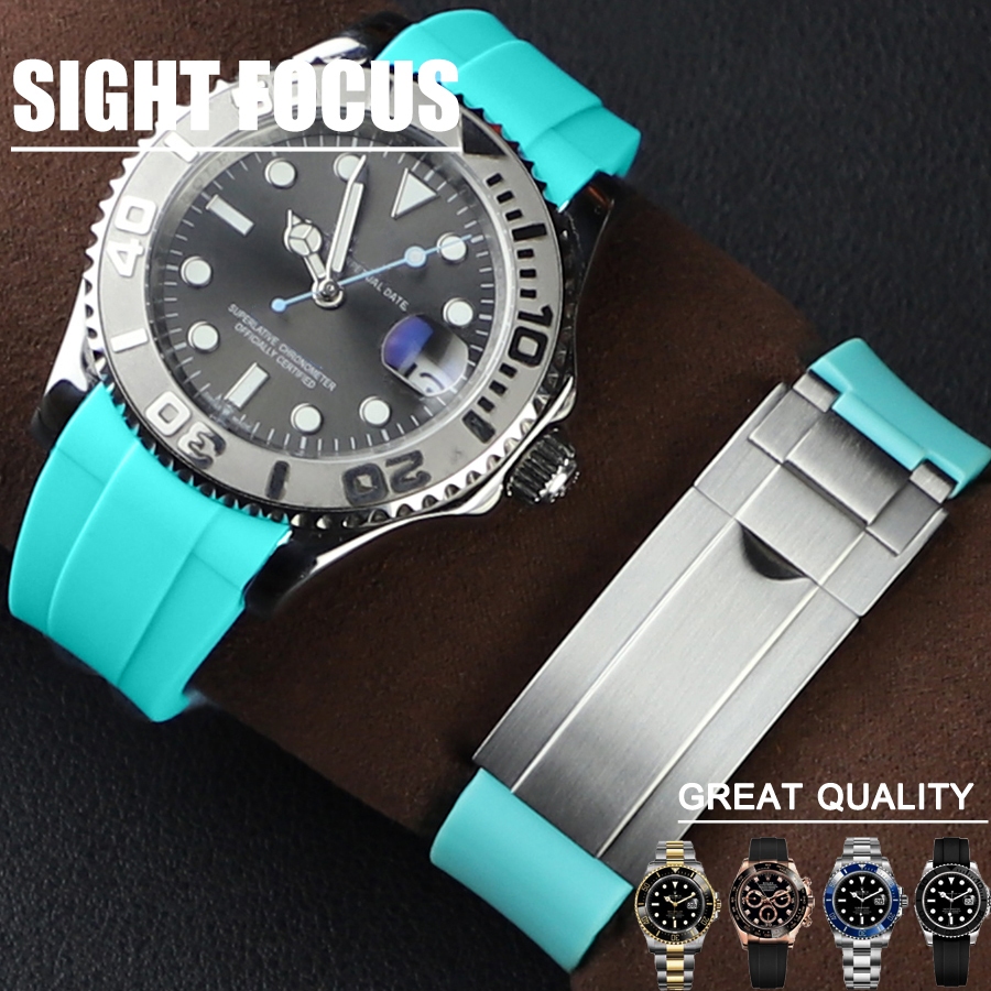 Pulseira De Relógio De Borracha Curvada De 20 Mm Para Rolex Submariner GMT 2 Daytona Datejust Yacht Master