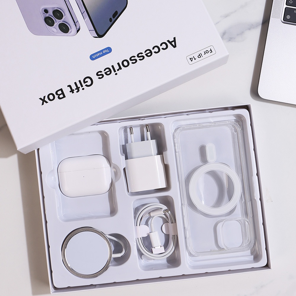 Kit Carregador 5 Em 1 Para iPhone 12/13/14/15Pro Max Mobile-AirPods De Camada Bluetooth Fone De Ouvido Sem Fio Apple