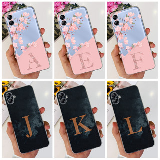 Samsung Galaxy A04 Linda Estojo De Carta Inicial Com Névoa Para Flores Samsunga04 A 04 SM-A045F Silicone Macio TPU Telefone