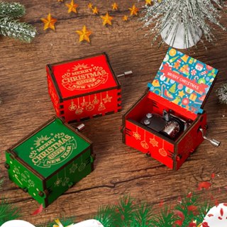 Caixa De Música Esculpida Em Madeira Amigos Decoração Mecânica De Natal Ano Novo Presentes