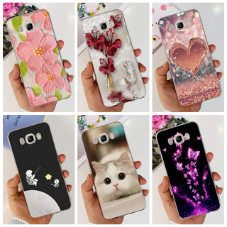 Samsung Galaxy J5 (2016) SM-J510F J510G/J5 2015 J500F J500G J500H Capa De Silicone Macia Pintada Com Flor De Gato