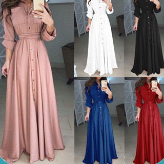 Elegante Vestido Fino E De Manga Comprida De Cor Sólida