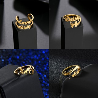 【 Name Personalizado Ring 】 Custom Anel De Nome Duplo Para Homens Familiar Feminino Jóias Personalizadas
