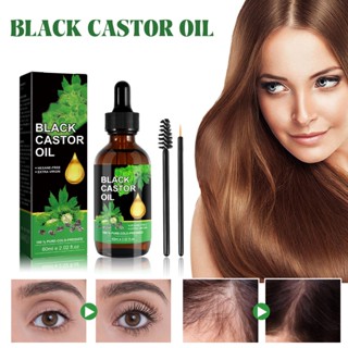 Óleo De Rícino Preto 100 % Puro Natural Para Crescimento De Cabelo , Solução De Sobrancelhas Cílios Produtos De Essência Tratamento Antiqueda De Couro Cabeludo