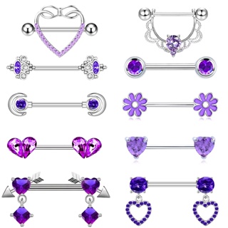 Barra Reta Púrpura Anel De Amor Flor De Mamilo Pingente De Corrente em Oferta na Shopee