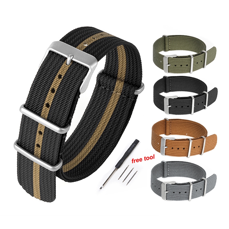 Pulseira De Relógio De Nylon NATO , 18mm 20mm 22mm , Universal , Feminina , Masculina , Trançada , Compatível Com Galaxy