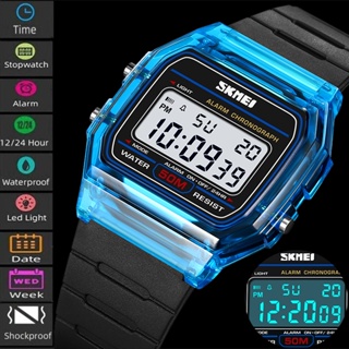 Skmei Women Relógio Digital De Moda Caixa Transparente TPU Correia 5 ATM Pulso Feminino À Prova D'água Led Sport's Wristwatch em Oferta na Shopee