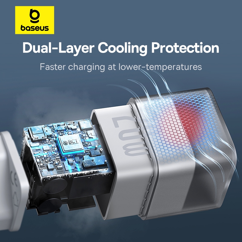 Baseus GaN5 20W Mini Carregador Rápido Portátil Para  iPhone 14 13 Pro Max - detalhe