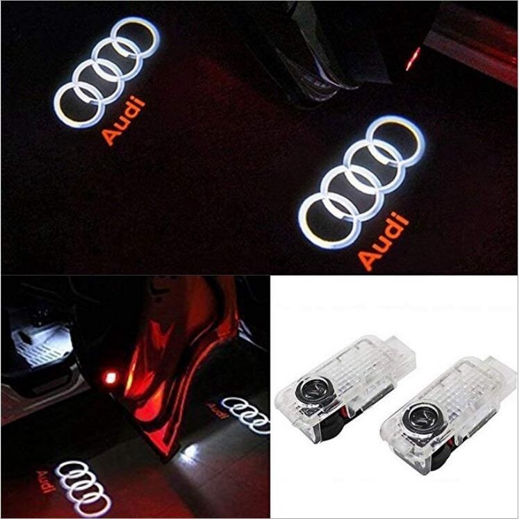 ???4 Pcs Carro Lâmpada de Cortesia Luz Da Porta Logotipo Projeção De Luz Luz Do Laser Para Audi Bem-Vindo Luz A4 A6 Q3 Q5 Q7