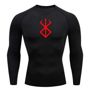 Berserk Camisa De Manga Comprida De Compressão Preta De Proteção Solar Masculina Ao Ar Livre Segunda Camada base Esportiva De Pele rashgarda mma Secagem Rápida Camiseta De Musculação