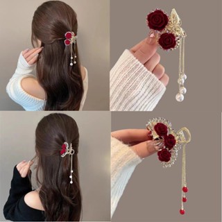Grampo De Cabelo Coreano Vermelho Tassel Pequena Garota Adorno