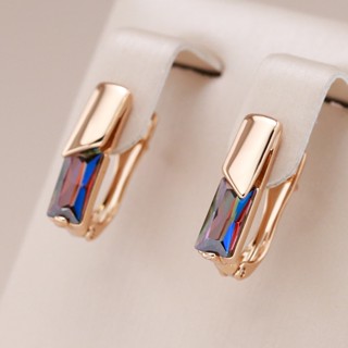 JULYDREAM Square Brincos De Zircônio Coloridos Para Mulheres 18K Gold Color Fashion Jewelry Acessórios