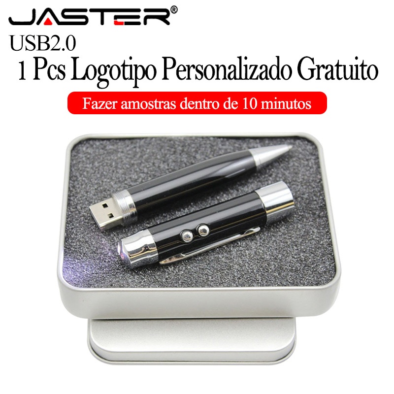 Caneta Esferográfica JASTER USB 2.0 Flash Drives 128GB Logotipo Personalizado Gratuito Pen Drive 64GB Pendrive Comercial