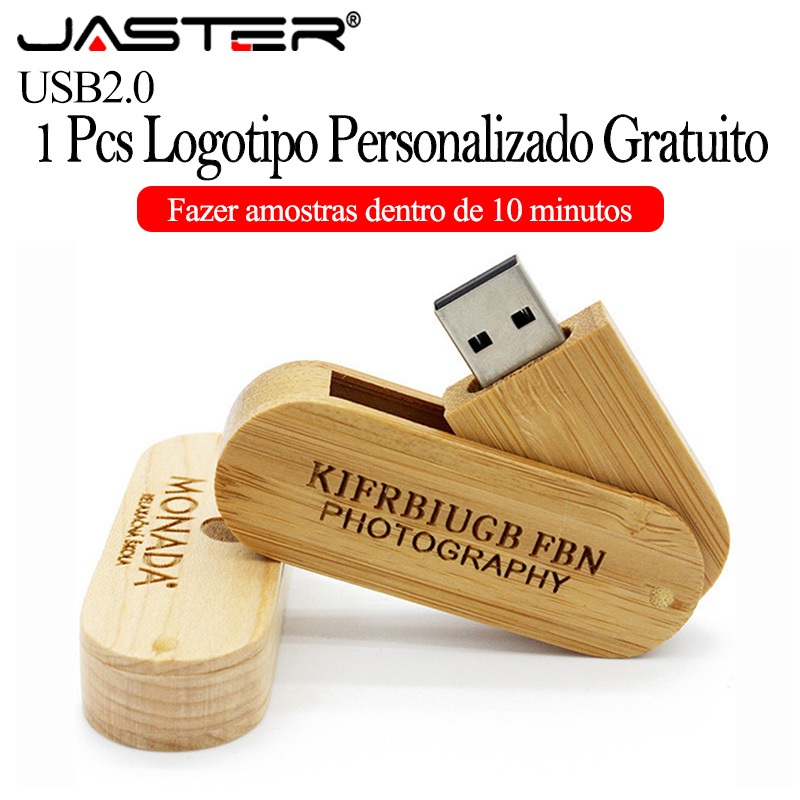 JASTER (Logotipo Personalizado Gratuito) USB 2.0 Flash Drive 128GB Chaveiro Pen 64GB Pendrive De Madeira 32GB Memória De Gravação A Laser Stick 16GB Disco U Giratório 8GB 4GB