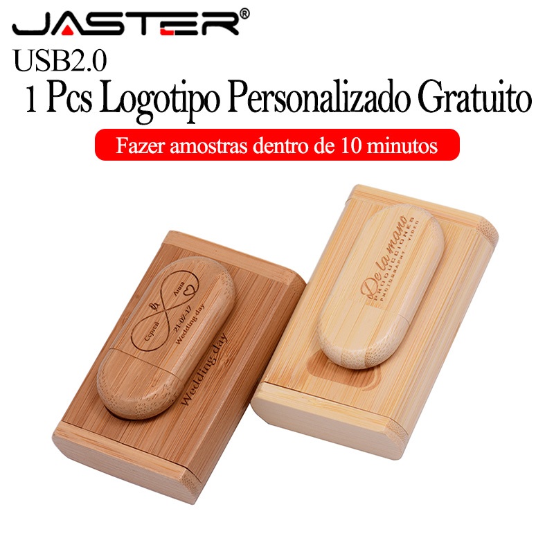 JASTER (1PCS Logotipo Personalizado Gratuito) USB 2.0 Flash Drive 128GB Madeira Com Caixa Memory Stick 64GB Pen Drives P em Oferta na Shopee