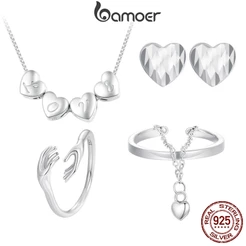 Bamoer 925 Sterling Sliver Jewelry Set Colar E Brincos Anel Guardião Do Amor Coleção De Contas De Charme Presentes Para Mulheres