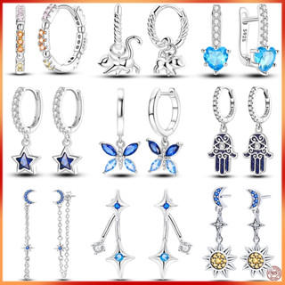 2023 Novos Brincos De Gato Fofo De Prata 100 % 925 Sterling Borboleta Azul Marinho Cintilante Para Jóias De Moda Feminina Presente De Aniversário