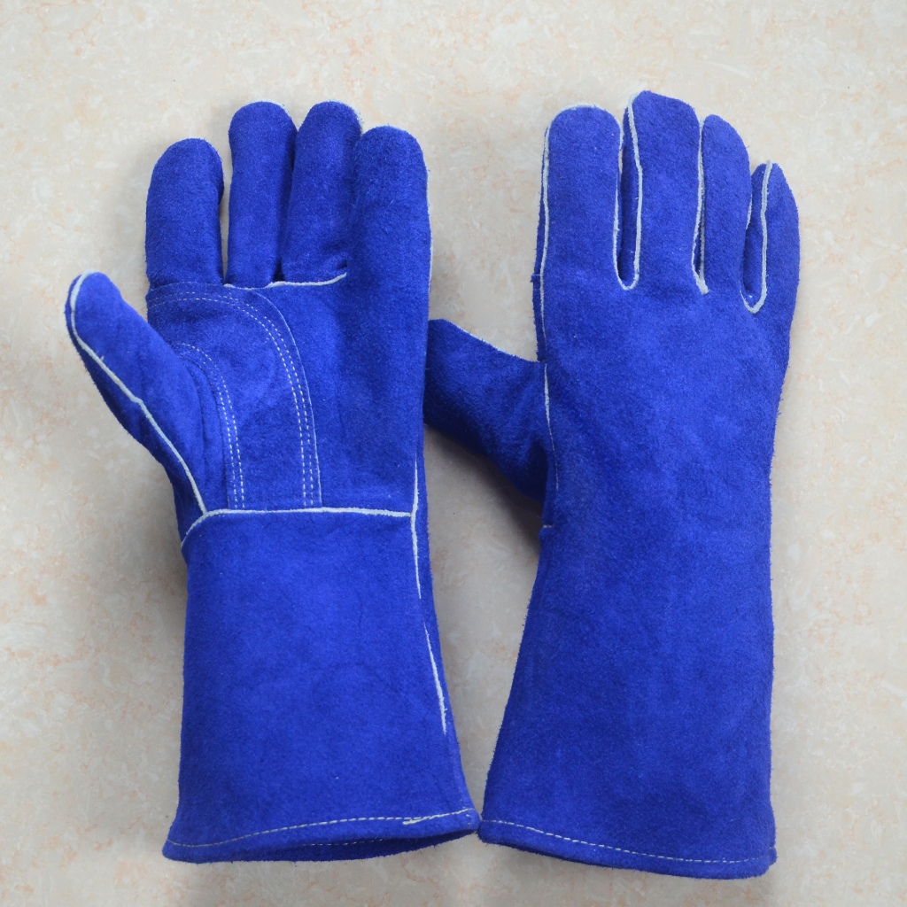 Luvas de soldagem de couro forjado com costura Kevlar, luvas para máquina de solda MIG/Stick/TIG/churrasco/tratamento An
