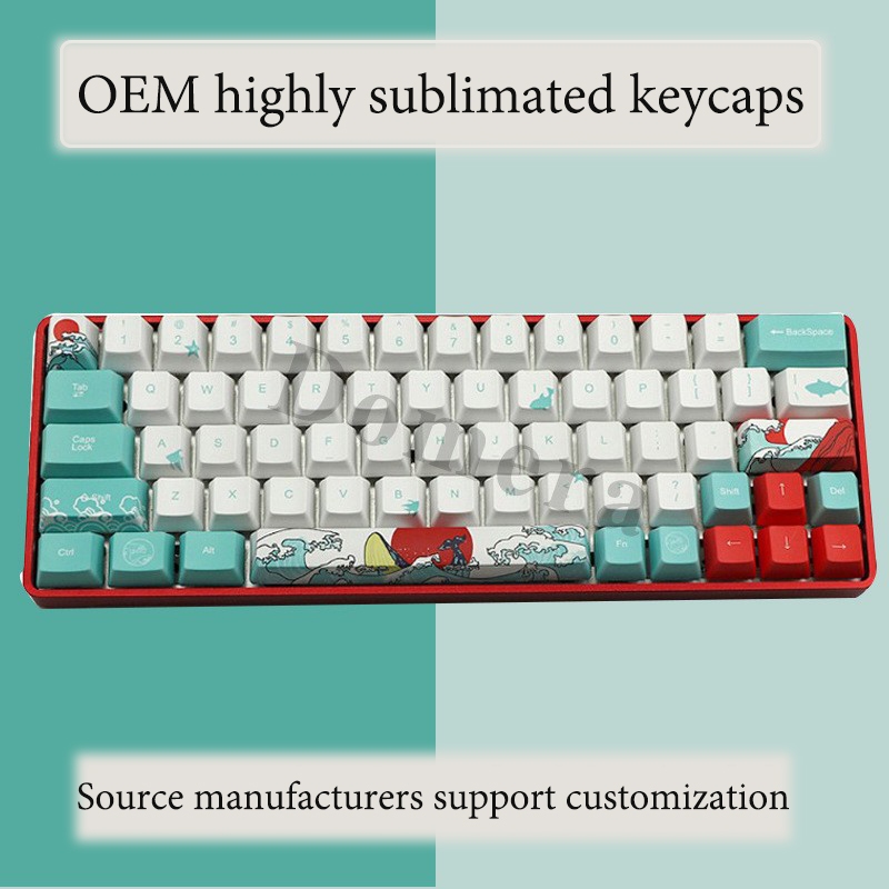 Factory direct sales 48 hour shipping 123-key Pequeno Conjunto Completo Coral Sea keycap PBT De Cinco Lados Tecla De Espaço De Sublimação 6,25 u OEM Para Teclado Mecânico