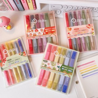 Destacador de ponta duplamente macia Destacador de cor clara Estudantes usam Macaron Marcador de cor Chave Notebook Caneta marcadora de cor