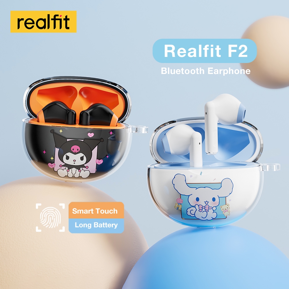 Realfit F2 TWS Fone De Ouvido Bluetooth 5.3 High Stereo Fones Sem Fio Com Capa Protetora - Audio