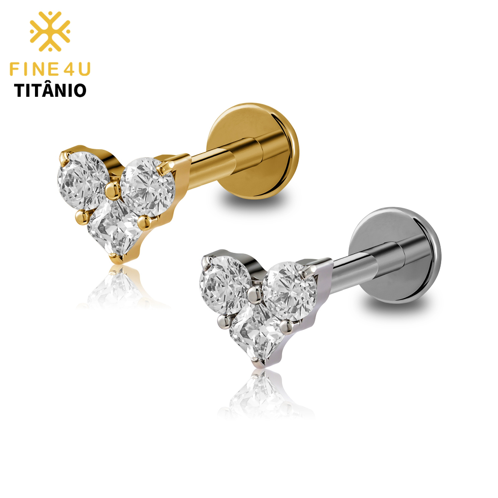 FINE4U Piercing Titânio Coração Para Tragus Helix Conch Cartilagem Hipoalergênica em Oferta na Shopee