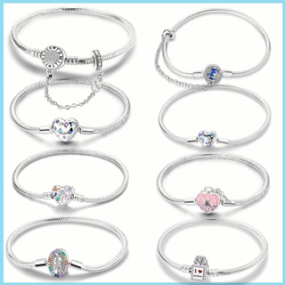 Prata 925 Bracelete Encantado De Corrente Com Fechadura Coração Rosa Púrpura Jóias Finas Mulher
