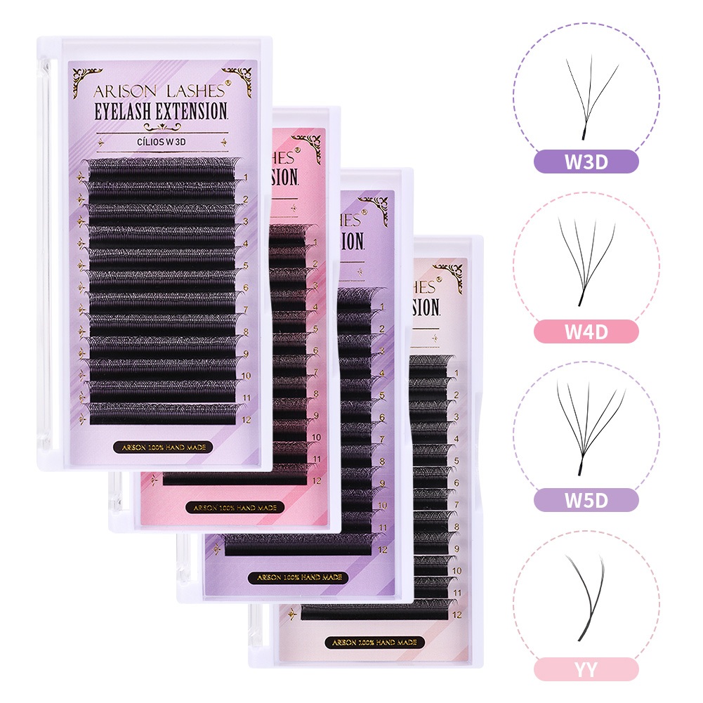 Cílios Arison Lashes YY/W3D/W4D/W5D Volume Brasileiro/Egípcio/Russo  Extensão de Cílios -0.07D