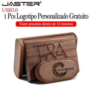 JASTER (1PCS Logotipo Gratuito) USB 3.0 Flash Drive 64GB Memória De Presente De Casamento Stick 32GB Madeira Com Pen Caixa 16GB Gravação A Laser Disco U 8GB Fotografia De Construção Pendrive 4GB