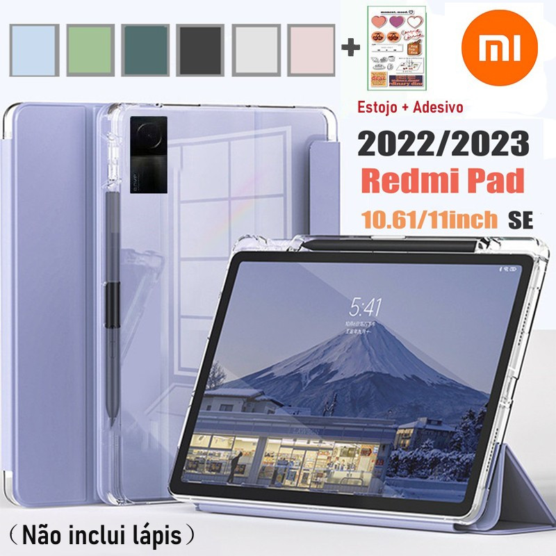 Redmi Pad SE Estojo 11 Polegadas 2023 Com Slot De Caneta 10.61 Tampa Do Auto Wake/Sleep Inteligente Transparente Fosco Costas