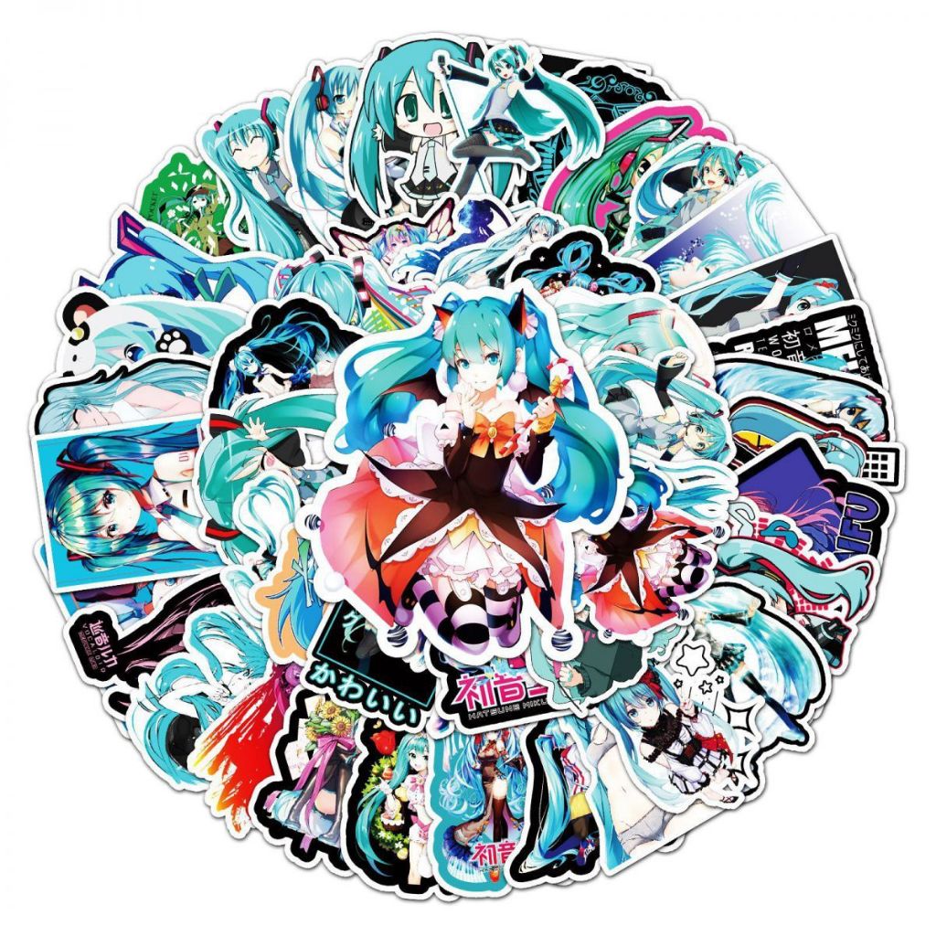 50Pcs Cute Hatsune Miku Cartoon Stickers Para Telefones De Bricolage Capacete Grafite Decoração À Prova D'água Presentes em Oferta na Shopee