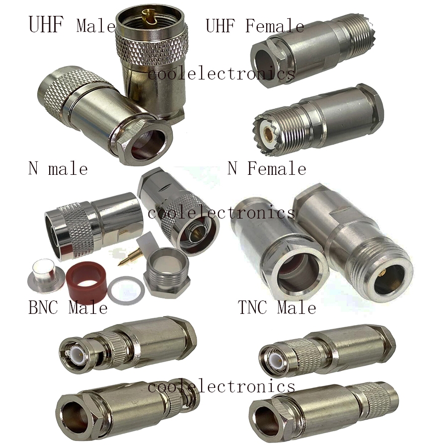 2 Pçs UHF PL259 SO239 N BNC TNC Macho Fêmea Conector Braçadeira Para RG8 LMR400 RG213 RG214 50-7 Cabo RF Coaxial Latão 5