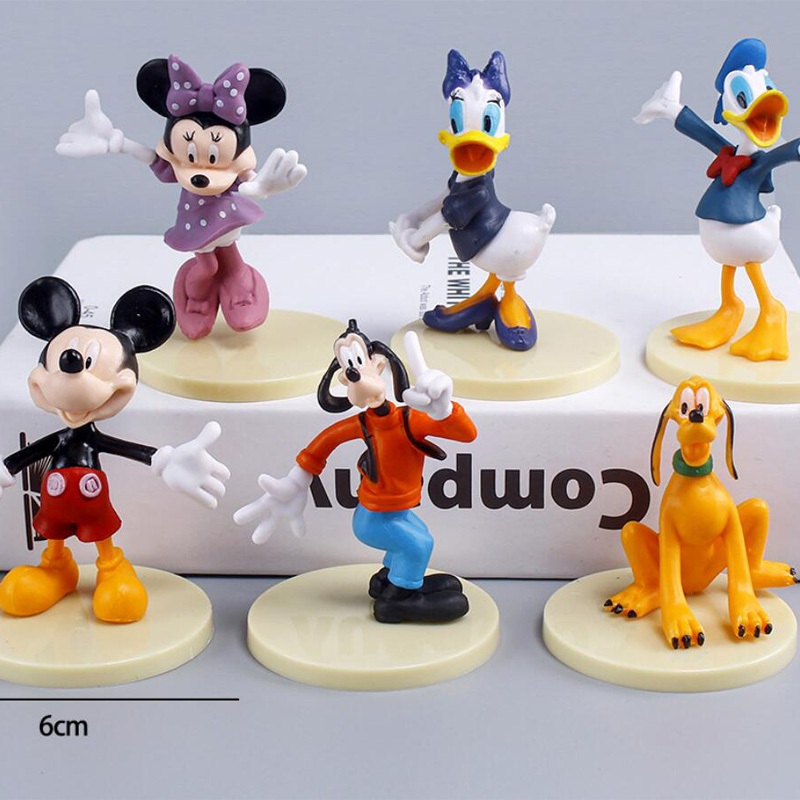 6Pcs/Set Disney Mickey Mouse Clubhouse Figura Donald Duck Minnie Goofy Pluto Daisy Q Versão Bolo Decoração Figuras De Ação Em PVC Modelo Doll Toys em Oferta na Shopee