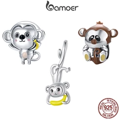 Bamoer 925 Sterling Sliver Charms Pendants Animal Design Cute Monkey Collection Acessórios Para Pulseiras DIY