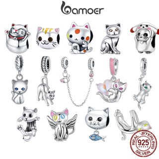 Bamoer 925 Sterling Sliver Charms Pendants Design Animal Cute Cat Collection Acessórios Para Pulseiras DIY