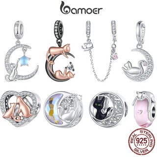 Bamoer 925 Sterling Sliver Charms Pendants Design Animal Cute Cat Collection Acessórios Para Pulseiras DIY