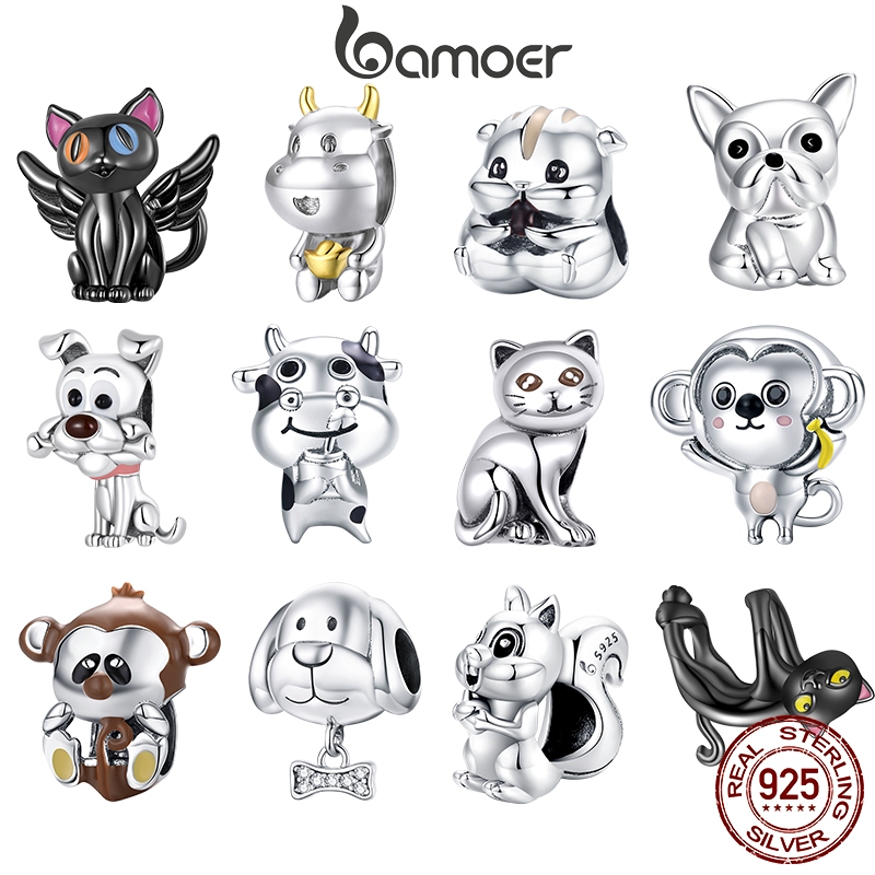 Bamoer 925 Sterling Sliver Charms Pendants Cute Animal Design Collection Acessór