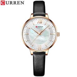 CURREN Relógios Femininos Quartzo Marca De Luxo Couro Elegante À Prova D'água 9080 X
