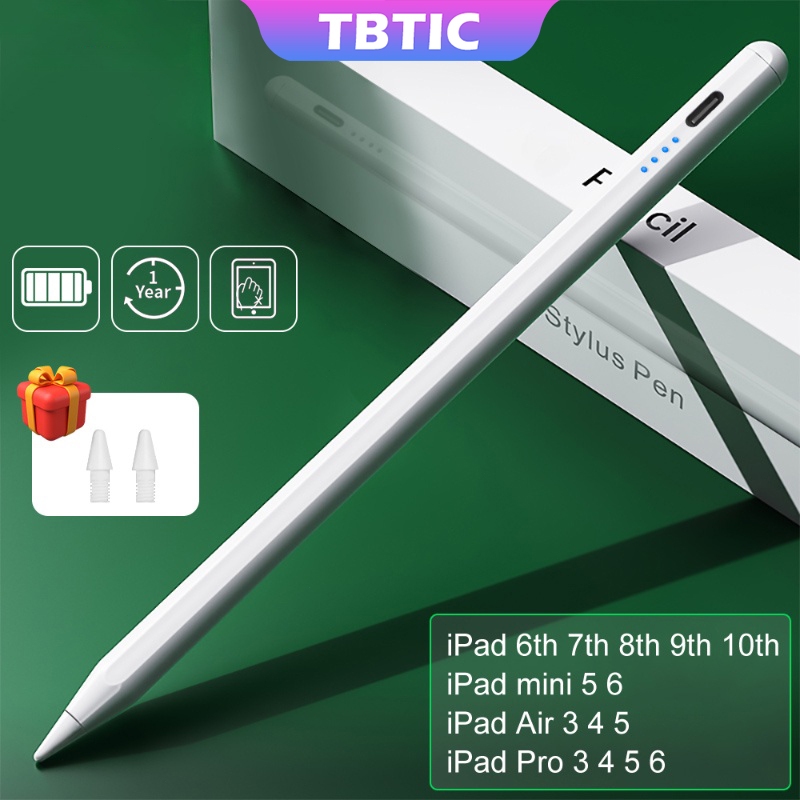 TBTIC Para Lápis Apple 2 1 Caneta Stylus IPad Pro 11 12,9 Ar 4/5 7/8/9/10 Mini 5 6 2018-2022 Com Inclinação Rejeição Da Palma