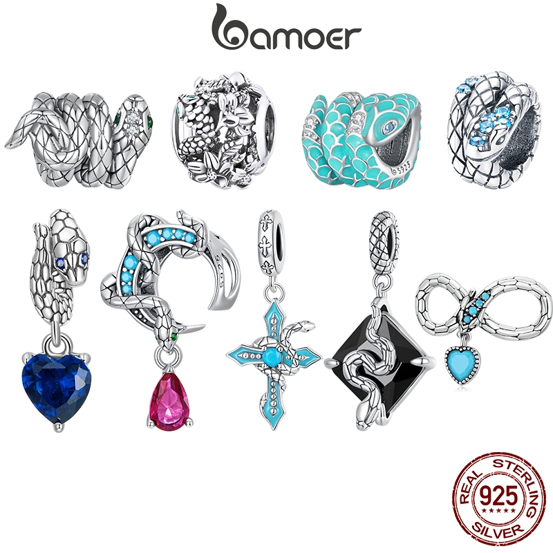 Bamoer 925 Sterling Sliver Charms Pendants Design Animal Snake Collection Acessó
