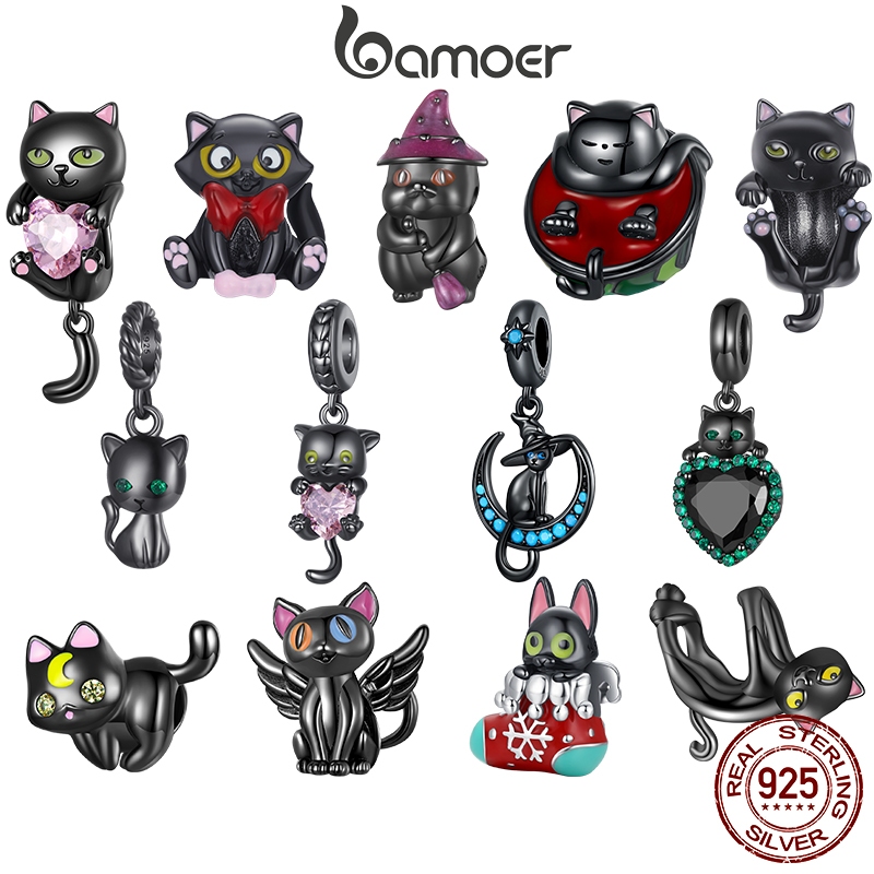 Bamoer 925 Sterling Sliver Charms Pendants Design Animal Cute Cat Collection Acessórios Para Pulseiras DIY - Fashion Accessories